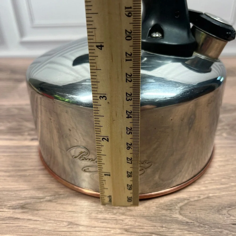 Revere Ware Paul Revere Tea Kettle Silver Copper Bottom Whistling‎ CU05 B